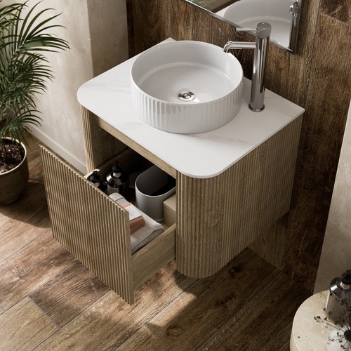 Foss wells 600mm - fluted, oak