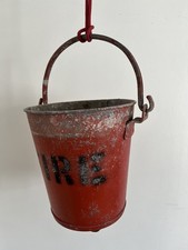 VINTAGE GALVANISED STEEL RED LONDON FIRE BUCKET