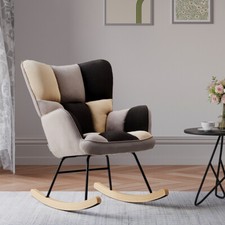 Linen Fabric Rocking Armchair