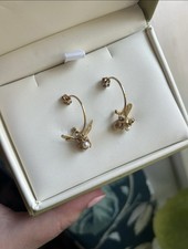 Alex Monroe 22ct gold plated flying bee hoop earrings