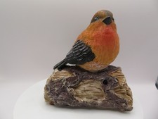 New Motion Sensor Activated Singing/Chirping Orange Bird On Log Garden Ornament