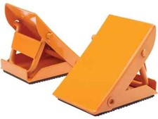 PAIR STEEL WHEEL CHOCKS HIGH VISIBILITY FOLDING CARAVAN TRAILER CAR P11