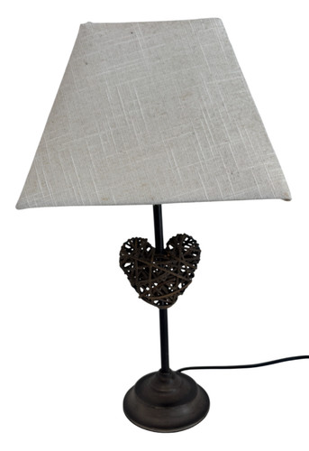 Heart wicker table lamp - wicker, shabby
