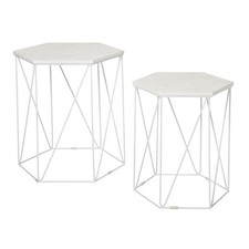 Side Table White Marble Effect