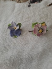 2 x Ceramic Floral Brooches