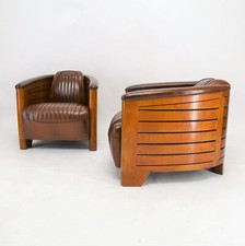 Club Chair " Pierre " Lounge Relax Designer 20er Boat Art Deco Leather Cigar
