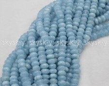 Natural 5x8mm Blue Aquamarine Gemstone Rondelle Abacus Loose Beads 15'' Strand