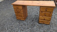 Long pine desk 8 drawers with