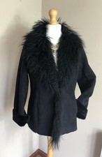 Jasper Conran faux Suede Real Mongolian Fur Afghan jacket short coat Penny Lane