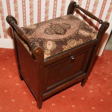 Vintage Hardwood Piano Music Stool With Front Opening Storage