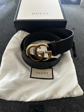 Gucci Women's Leather GG Belt Black/Gold