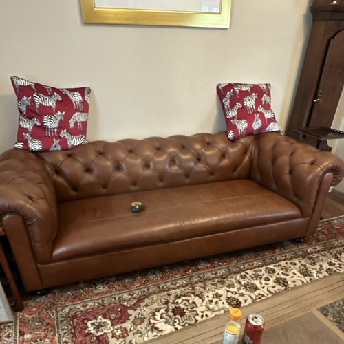 Brown leather chesterfield - brown,