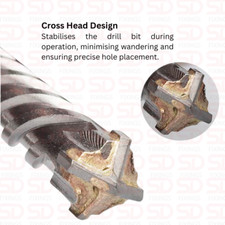 SDS PLUS Hammer Drill Bit with 4-Cross Tip Cutter Tungsten Carbide Professional