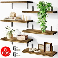 5Piece Rustic Shelves Floating Shelves Wall Mounted Storage Wooden Display Shelf