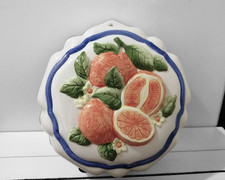 Vintage Hand Painted Ceramic Jelly Blancmange Trifle Mould Oranges Edelweiss