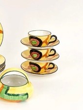 7 Rare Modernist Art Deco / Bauhaus style Ceramics Dishes attr. Eva Zeisel 1930