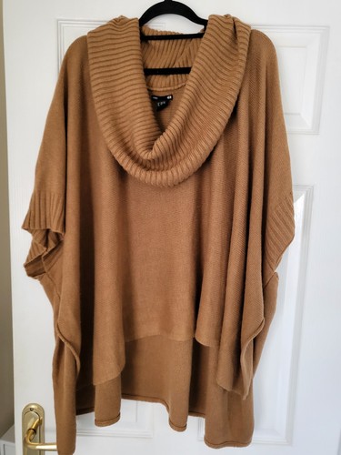 Camel knit poncho one size - knit,