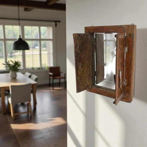 Vintage window shutter mirror - vintage,
