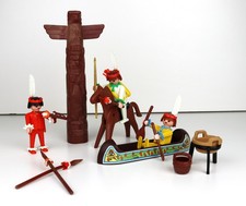 Playmobil Western 3483 Native American Indians Village Vintage Totem Canoe