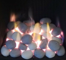 Gas Fire Pebbles White Grey 20 Living Flame Replacement Ceramic Coal Stones