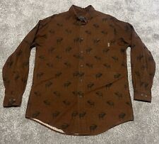 Vintage Woolrich Shirt Hunting Shooting Reindeer Stag Brown Shirt Size XL