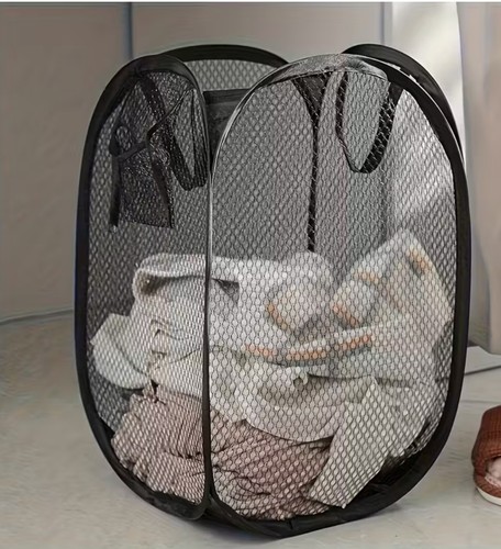 Foldable mesh laundry basket - mesh,