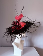 Uhviola millinery vintage hat black orange pink wedding races bridal fascinator