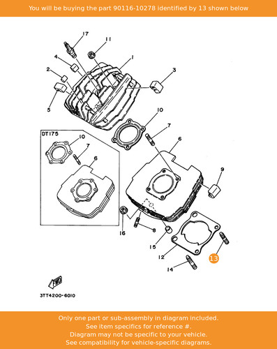 Yamaha bolt stud - stud,, 90116-10278
