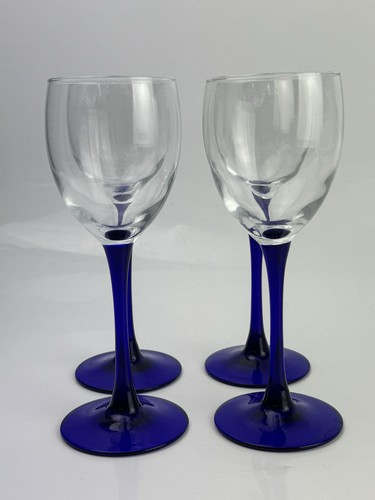 Cobalt blue stem wine glasses - blue,