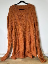 Womens Aran Chunky Knit  Long  Jumper Size 18-20 PIt-PIt 66cm (2691)