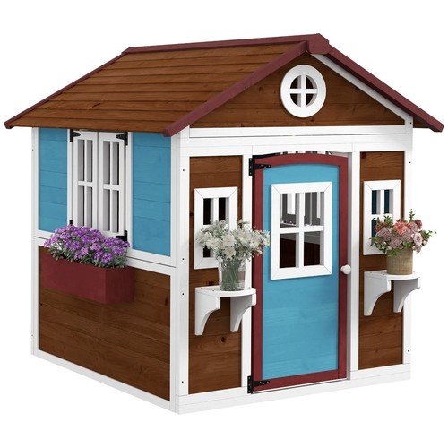 Outsunny wooden playhouse with - playhouse,