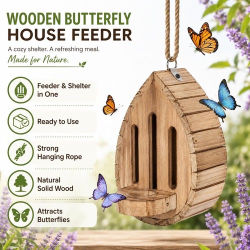 Wooden teardrop butterfly - wooden,