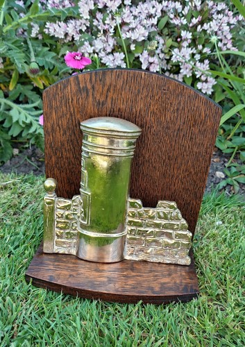 Vintage oak brass letter - &,