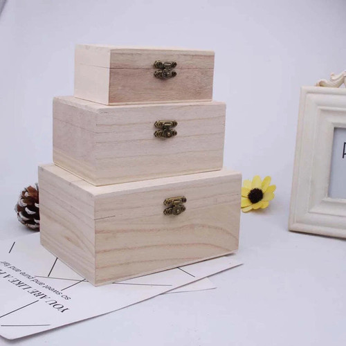 Wooden square hinged storage - square,