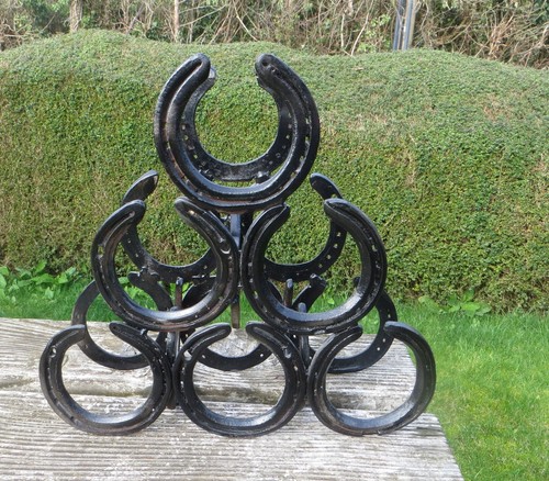 Horseshoe wine rack rustic - wine,