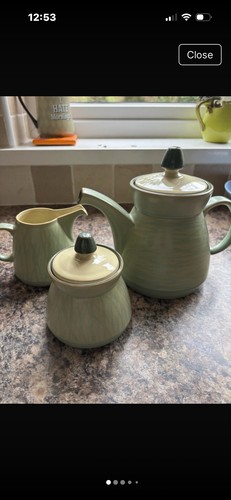 Denby calm teapot milk jug - milk, and