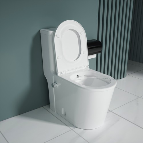 One piece ceramic toilet - one-piece, with