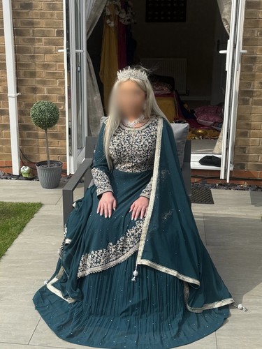 Blue teal lehnga dress indian - blue,