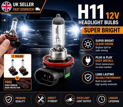 H11 12v headlight bulbs - 2x,