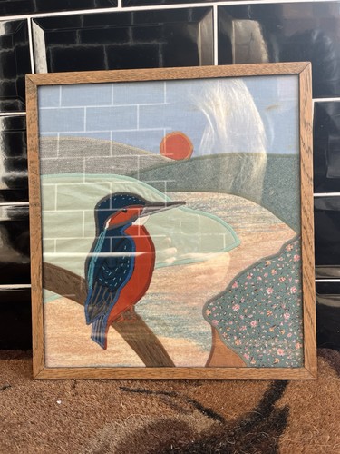 Vintage kingfisher silk woven - kingfisher,