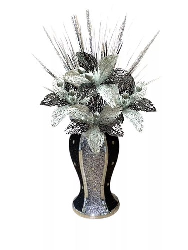 Black silver vase with - silver,