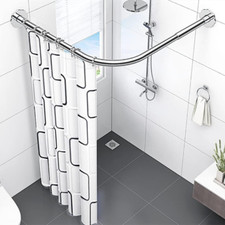 Shower Curtain Rail Pole Non Rust U L Shape Adjustable Corner Shower Rail