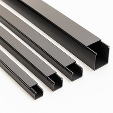 Black Mini Cable Trunking PVC Wire Conduit Cover – 2m Length Screw Fix