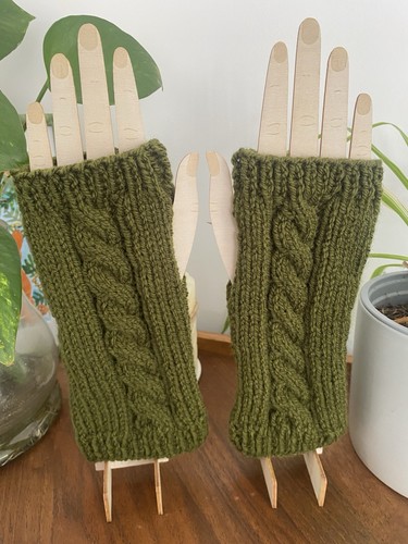 Hand knitted khaki cable knit - knitted,