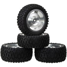 Aluminum Wheels Rims Rubber Tires for Tamiya TT-02B HPI HSP RC Buggy Car Upgrade
