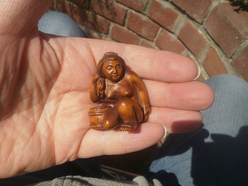 Hand carved wood netsuke - hand,
