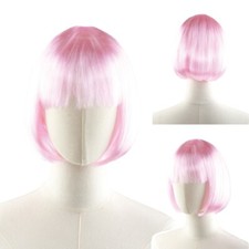 Short Bob Wigs Colored Straight Hair Synthetic Cosplay Wig Unisex Costume Decor