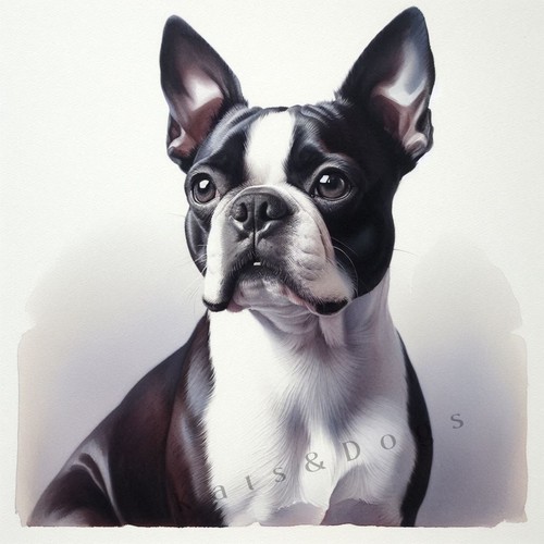 Boston terrier watercolour art - terrier,
