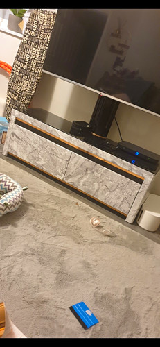 Modern grey black marbled tv - &,