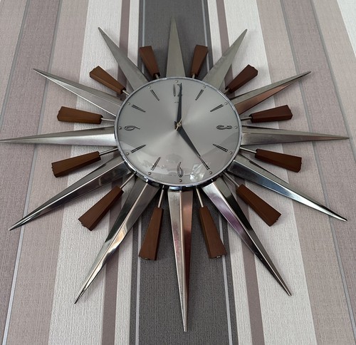 Metamec sunburst clock silver - sunburst,